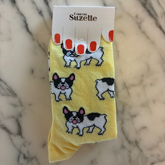Coucou Suzette French Bulldog Socks NWT - Picture 2 of 3